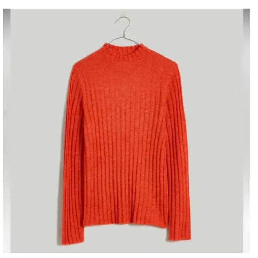 Alpaca Blend Mock Neck Sweater, Size Small, Wild Poppy NWT